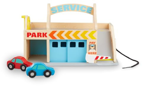 Melissa & Doug Stationnement Garagiste | Véhicules et Trains en Bois | Camions et véhicules | 3+ | Cadeau pour garçon ou Fille, Doré