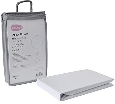 Shnuggle Waterproof Moses Basket Sheet – Super Soft Tencel Jersey Mattress Protector – Breathable, Absorbent & Anti-Allergy Baby Moses Basket Mattress Cover