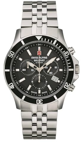 Swiss Alpine Military Herren Uhr Chronograph Analog Quarz 7022.9 Edelstahl
