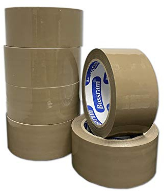 Brimix PACK 6 ROLLOS CINTA ADHESIVA PARA EMBALAR 48mm x 90M MARRON. Precinto adhesivo de embalaje extra fuerte y resistente para empaquetar y cajas