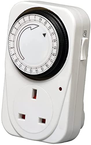 Mr Gadget Solution® 24 Hour Plug-In Mechanical Timer 16a Grounded Plug Timer Switch Socket Uk 220v-240v
