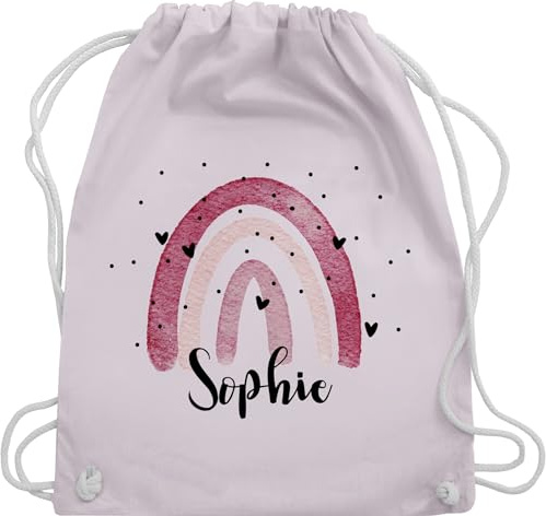 Turnbeutel Rucksack - Boho Regenbogen I Boho Rainbow - Unisize - Pastell Rosa - kindergarten beutel kindergartenbeutel name kita turnsack stoffbeutel schule personalisierte