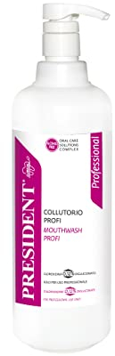 President COLLUTORIO PROFESSIONAL CON CLOREXIDINA 0,12% Maxi Formato 1 Litro. Azione antibatterica di mantenimento per infiammazioni o infezioni del cavo orale Post Intervento. Senza alcool.
