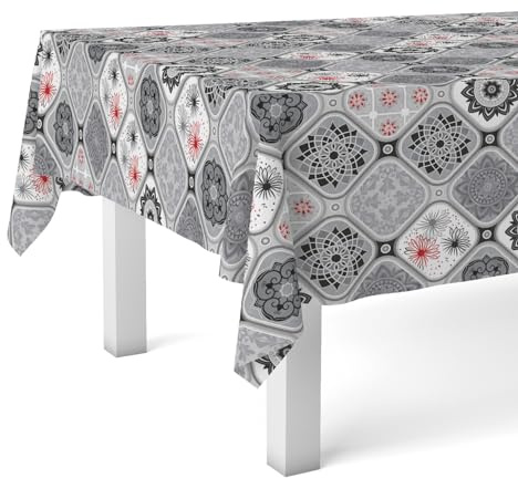 Martina Home Tovaglia in tela cerata Jucar, 180 x 140 cm, colore: grigio