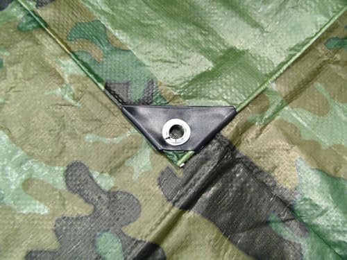Camouflage Tarpaulin 3.0m x 2.4m 110gsm Tarp Waterproof Sheet for Garden, Fishing or Bird Watching