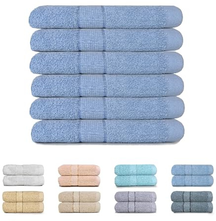 GFD Textiles - Juego de 6 Toallas de Tocador Pequeñas 30x50 cm | 100% Algodón Premium Suave & Súper Absorbente | Secado Rápido, Antibacterianas, Ideales para Manos y Rostro | Azul
