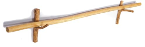 HOLZ STANGE Vara | Teakholz, 170cm mit Wandhaken | Deko Stange, Ast Aufhänger, Teak Gardinenstange, Treibholz Vorhangstange, Garderoben Stange