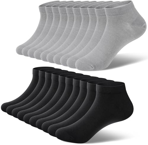 fitfets Sneaker strumpor herr dam bomull 10 par sneakerstrumpor korta sneakerstrumpor unisex svart vit grå, 10 x svart/grå, 39-42 EU
