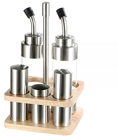 Menage-Set 5-teilig, for Salz, Pfeffer, Essig, Öl, Essig-/Ölspender, Salzmühle, Pfeffermühle, transparent/790