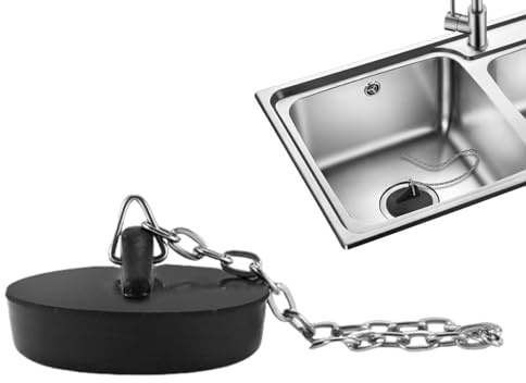 Waschbeckenstöpsel von 'sal mit Kette, auslaufsichere Ablaufstopfen für die Küche, Ablaufstopfen für Küchenspüle, Edelstahlkette für Badewannenstöpsel, Ersatz für Badewannenstöpsel und Kette,