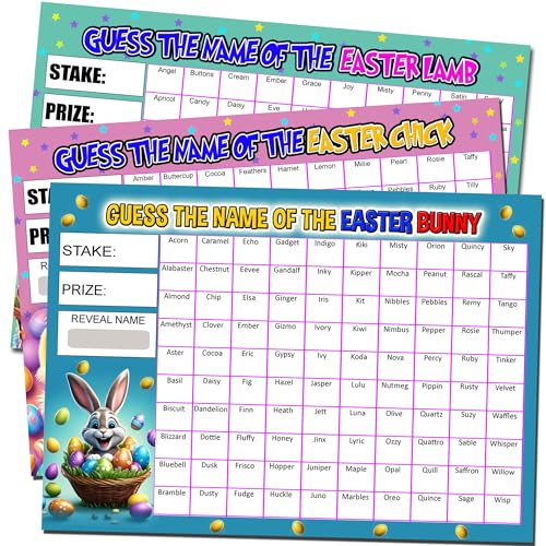 Easter Fundraiser Scratch Card 3-Pack – A4 Sheets with 100 Names Each