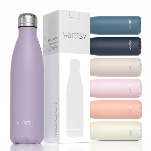 WATERSY Borraccia Termica 500ml Acciaio Inox 18/8, Impermeabile Senza BPA Bottiglia termica - Caldo 12h/Freddo 24h per Scuola, Palestra, Sport, Viaggio - Bambini e Adulto (Viola)