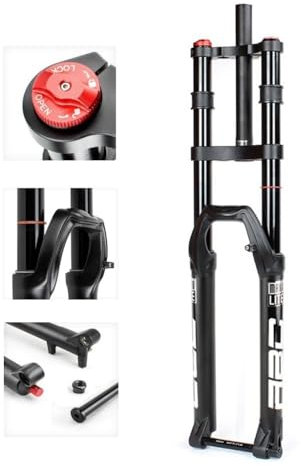 MTB Downhill Suspension Fork Aluminium Alloy 150 mm Suspension Travel Double Shoulder 1-1/8 Straight Tube for Disc Brakes Bicycle Use