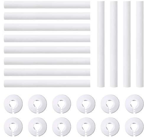 12 Pcs Radiator Pipe Collars, Radiator Pipe Covers White, Water Covers Fit for 16 mm Diameter Pipe