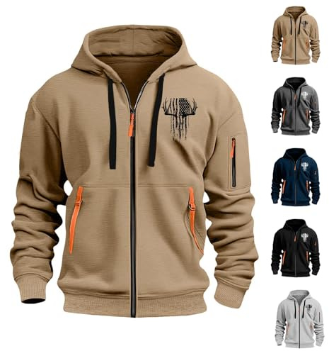Sweat A Capuche Homme Zippé Très Léger, Veste Homme Chic Mi Saison | avec Motif Hoodie Décontractés Manteau Grande Taille Manteaux Extérieur Veste Sport Vestes Quotidiennes Vêtements