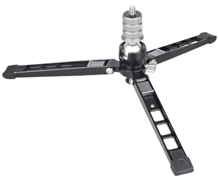 MJINA PW70 Treppiede da Tavolo con Base monopiede CNC, Supporto for Fotocamera Pieghevole in Alluminio a 360 Gradi con Testa a Sfera, Vite e Supporto for Telefono
