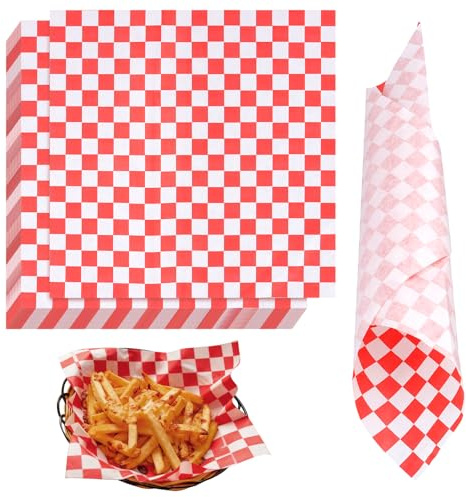JIAYUET Lot de 300 feuilles de papier sulfurisé rouge 30,5 x 30,5 cm, feuilles de cire imperméables pour barbecue, sandwich, hamburgers, gâteaux, fromages, buffets