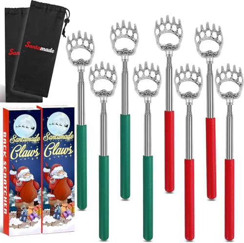 SANTAMADE Bear Claw Back Scratcher 8 Pack, Telescopic Expendable Cool Gifts for Men, Women, Coworkers, Grandpa - Funny White Elephant Gifts for Adults Useful Stocking Stuffers Bulk