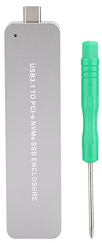 M.2 NVME Portable Metal Silver SSD Box Case Enclosure with UASP Acceleration TRIM Instruction for Faster Transmission Speed Suitable for 40mm, 60mm, 80mm SSD Lengths