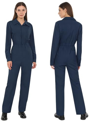 Freebily Damen Arbeitsoverall Blaumann Overall Arbeits Jumpsuit Mit Knöpfen Coverall Werkstatt Mechaniker Arbeitskleidung