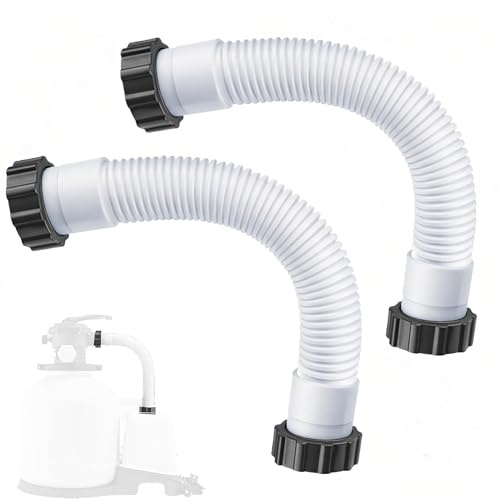 Manguera piscina 38 mm, Paquete de 2 (mangueras de 40 cm) – Manguera de conexión con tuercas para filtros de arena y bombas de piscina – Manguera de repuesto reutilizable para piscinas