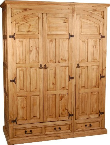 MiaMöbel Schrank Mexico Möbel 160x210x65 cm Landhausstil Massivholz Pinie Honig