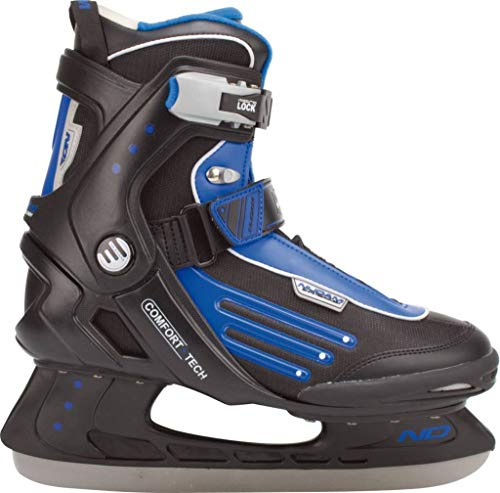 Schreuders Sport Nijdam - Pattini da hockey su ghiaccio, unisex, da adulto, semi-softboot in poliestere, nero/blu/argento, 39