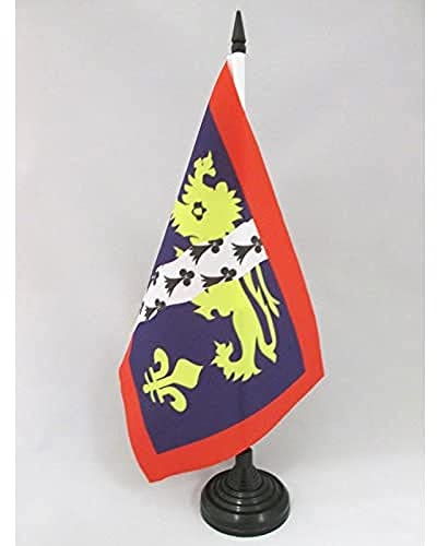 AZ FLAG Drapeau de Table Mayenne 21x14 cm Polyester 100D Socle Plastique | Usage intérieur Drapeau de bureau du département mayennais finition cousue et bords renforcés