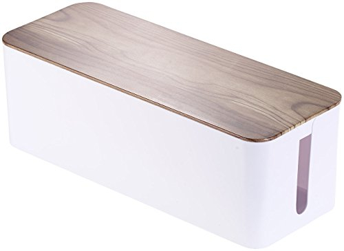 Callstel Steckdosen Box: Kabelbox groß, 39 x 15,5 x 14 cm, in Nussbaum-Holzoptik mit Gummifüßen (Kabelaufbewahrung, Kabelbox Schreibtisch, Verlängerungskabel)