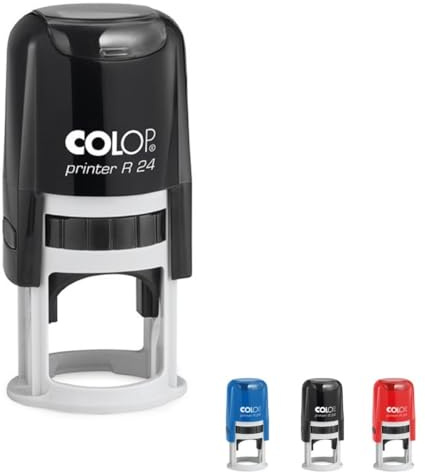 Colop Printer R 24 Stempel rund Ø 24 mm - Selbstfärbestempel 4 Zeilen- mit individueller Textplatte oder Logo – Custom Stamp mit Wunschtext personalisieren – ideal für Siegel & Firmenlogos