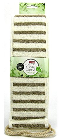 Titania Rückenreiber aus Hanf und Frottee, länglich, mit zwei Schlaufen, weiß und beige, 1 Stück