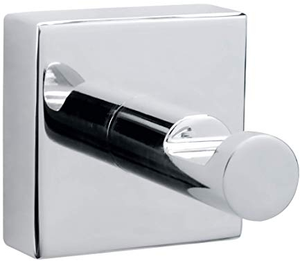 tesa HUKK Klebehaken, verchromt, runde Form - Bad-Haken zur Wandbefestigung ohne Bohren, inkl. Klebelösung - 52 mm x 41 mm x 41 mm