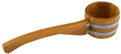 Waldmeister - Mestolo da infusione da 1 litro, mestolo in legno di quercia, accessorio per sauna di alta qualità, realizzato secondo la tradizionale arte baia