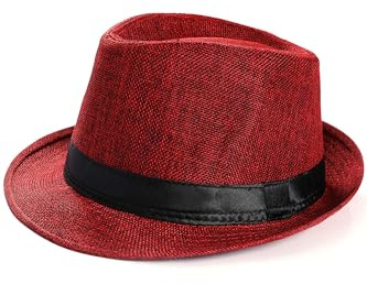 Coucoland Chapeau Panama 1920s pour homme-Chapeau Fédora Mafia Gangster Accessoires de Costume Gatsby Taille Unique