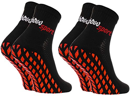 Rainbow Socks - Halkfria sportstrumpor med neon för kvinnor och män, stoppstrumpor, 2x svart, 42-43 EU