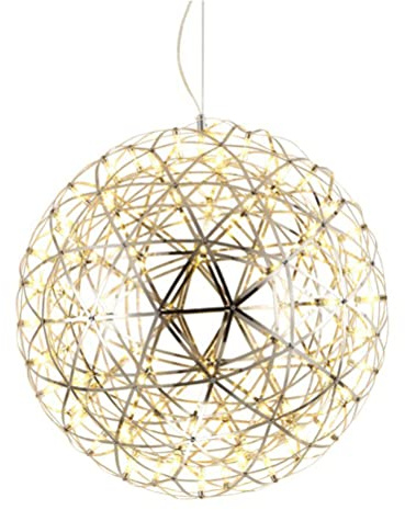 Serin-Eletro LED Kugellampe Innen Dekorativ Lampe Modern Edelstahl Pendellampe Hängeleuchte 42-Leds Lampenperlen 24W Warm Licht Höhenverstellbar Pendelleuchte Schlafzimmer Hall Party Festival,φ40CM