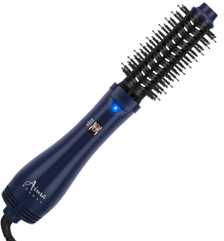 Hair Dryer Brush, Aima Beauty 4-in-1 Upgrade Hot Air Straightener Curler Function for Women, Hair Styling Tools, Prussian Blue-Round