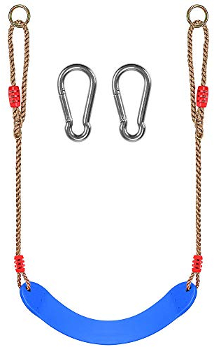 WAREMAID Altalena per Bambini, Sedile Altalena con Corda Regolabile e Gancio, Set Altalena per Giardino Interno ed Esterno, Blu