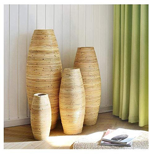 Ykun Vase en Rotin Naturel de Sol pour Salon - Décoration de Fenêtre - 50 cm de Hauteur