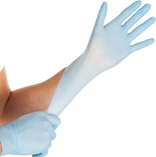 FRANZ MENSCH Hygostar Nitrilhandschuhe Safe Super Stretch, blau, Gr. 6/XS | puderfrei, 100 Stück, extrem dehnbar, Einweghandschuh, Einmalhandschuh super elastisch