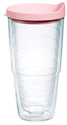 Tervis Clear & Colorful Insulated Tumbler, Tritan, Pink Lid
