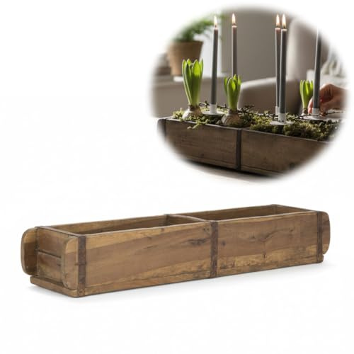 LS-LebenStil Holz Ziegelform IB Laursen Braun Unika 57cm Doppelt Holzbox | ideal zur Dekoration | als Aufbewahrung-Box Cutlery Holzkiste Holzkasten Pflanzkübel Ordnungsbox Aufbewahrungskiste