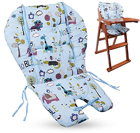 Lomgwumy High Chair Pad,high Chair Cover/seat Cushion, Light and Breathable, Soft and Comfortable, Cute Pattern, Suitable for Most High Chairs, Baby Dining Chairs (Animal Pattern on Blue Background)