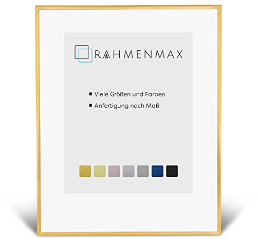 RahmenMax® Alaska Bilderrahmen 36x49 cm zum Aufhängen/Bilderrahmen Maßanfertigung möglich/Posterrahmen aus Aluminium/Bilder Rahmen in Alt Gold Matt mit Acrylglas/Puzzle Rahmen