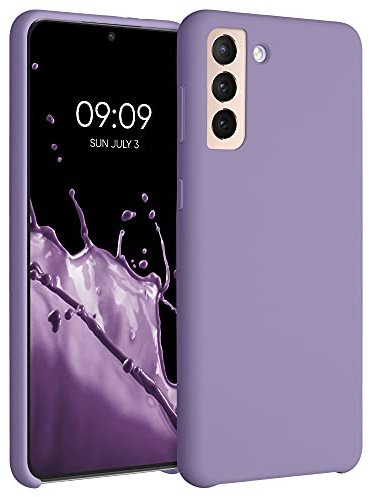 kwmobile Handyhülle für Samsung Galaxy S21 Plus Hülle - Case Silikon - Kabelloses Laden - Schutzhülle Cover in Veilchen Lila