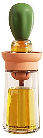 Ölspenderflasche mit Grillbürste - Ölaufbewahrung und Spenderbehälter und Silikon-Backpinsel für Küche, Grillen, Backen und Kochen, Ölpinsel-Topf (Grün)