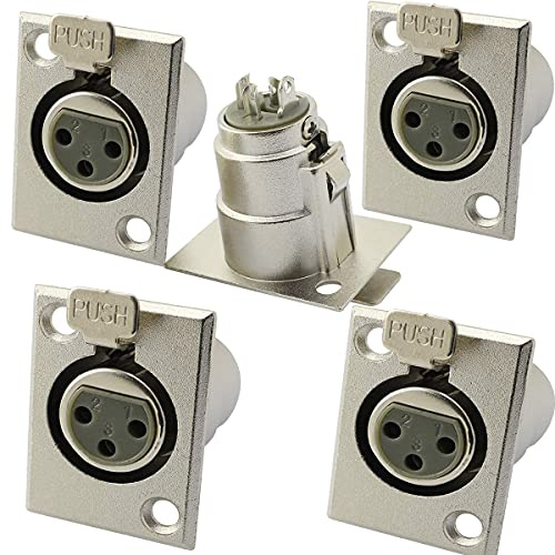 5 x XLR 3-polige Buchse Audio Lautsprecher Panel Mount Connector Adapter für Mikrofon XLR Klinke Jack Connector Adapter