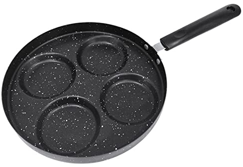 KUCOCOSNEH 4 Egg Frying Pan Non Stick Egg Pans Divided Egg Cooker Frying Pan Iron Fried Egg Burger Pan for Breakfast Black