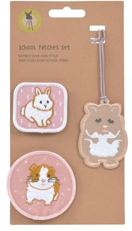 LÄSSIG Anhänger und Patches Set (3 Stk.) mit Druckknopf/School Patches Set Cuddly Pet