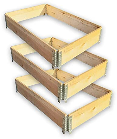 DTZ 3X Palettenrahmen 120 x 80 cm Aufsatzrahmen Hochbeet Gartenbeet, auf Arbeitshöhe stapelbar, steckbar und faltbar für Kräuter, Gemüse, Blumen, Pflanzen